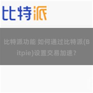 比特派功能 如何通过比特派(Bitpie)设置交易加速？
